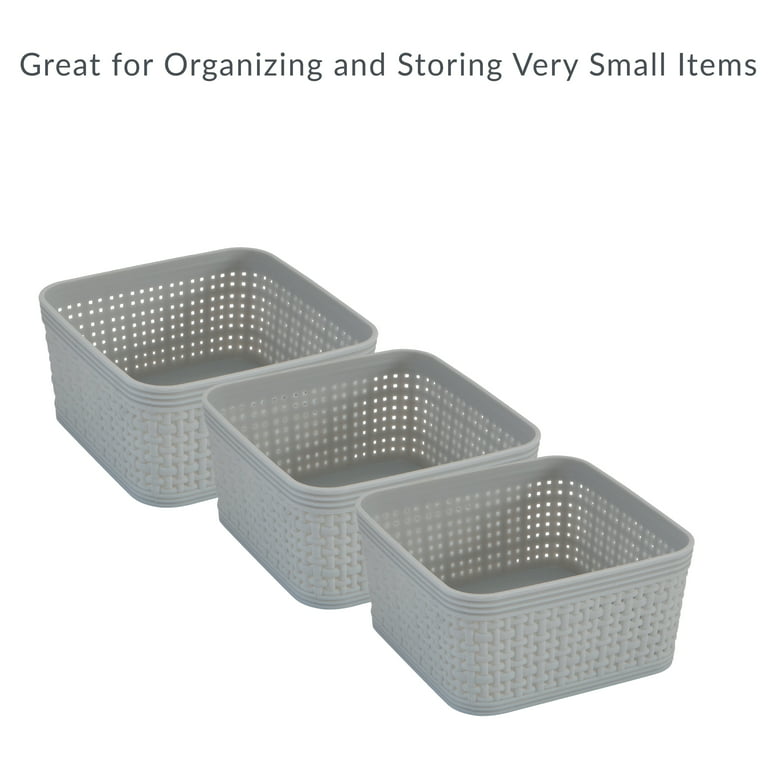 Bblina Small Weave Storage Basket Plastic Organizer Bins Set of 6