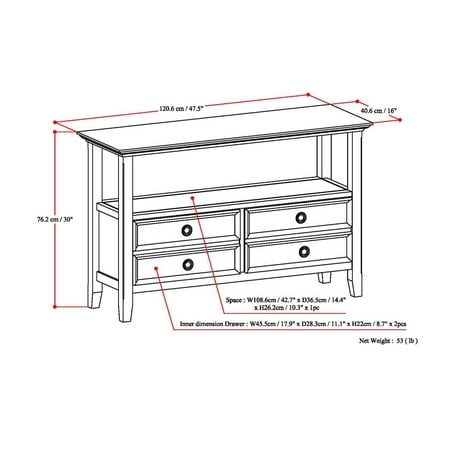 Simpli Home - Amherst Console Sofa Table - Distressed Grey