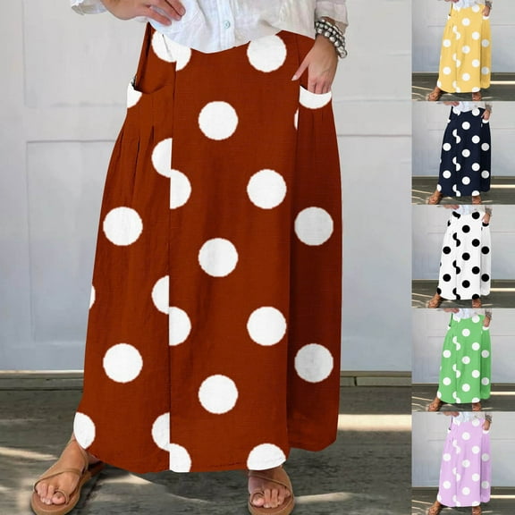 Antinious Winter Skirts for Women,Skirts for Women Trendy,Fashion Women Loose Casual High Waist Solid Long Ankle Pleated Skirt,Yellow,L