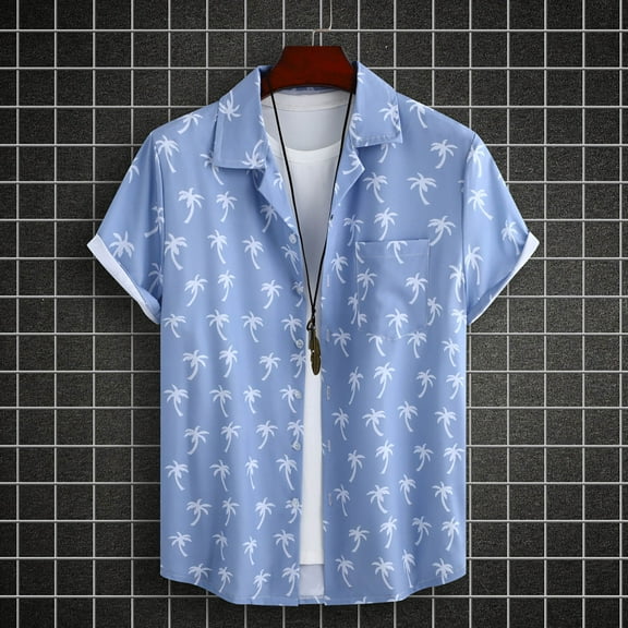 Alkepwun Hawaiian Shirt for Men Short Sleeve Aloha Beach Shirt Tropical Floral Summer Casual Button Down Shirts on Clearance