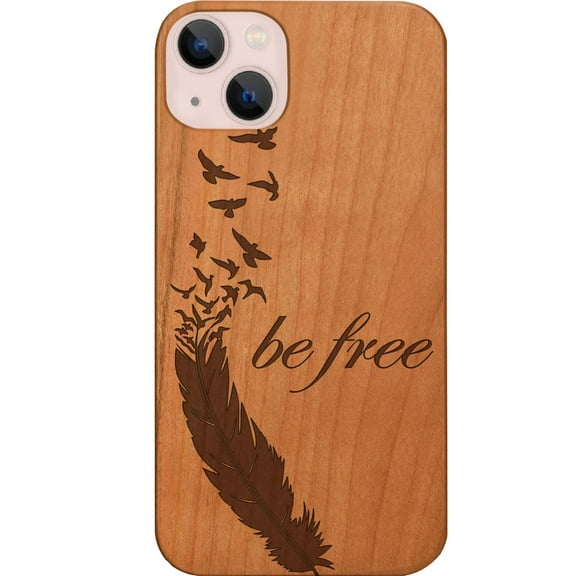 Be Free 1 - Engraved Wooden Phone case for iPhone 13, Color: Cherry