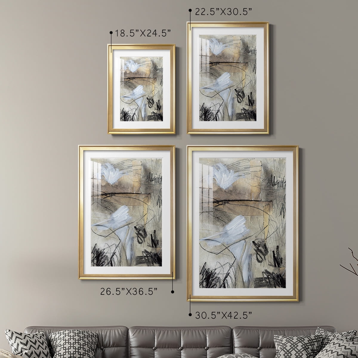Wexford Home Masked Notes I Premium Framed Print, 26.5" x 36.5" - Ready to Hang, Gold (Set of 2)