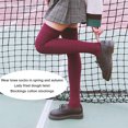thumbnail image 3 of 1 Pair Winter High Thigh Stockings Comfortable JK Over Knee Non Slip Preppy Style Winter Fall Long Unique Design for Daily Wear Red, 3 of 6