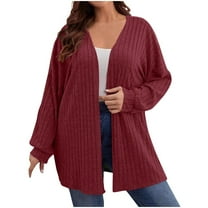 Kaemgyyd Women’s Fall Fashion Cardigan Lightweight Soft Ribbed Knit Cardigan Long Sleeve Open Front Plus Size Sweater Coat Xl-5Xl