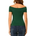 thumbnail image 3 of Unique Bargains Women's Halloween Costume Short Sleeve Off Shoulder Crop Top L Dark Green, 3 of 7