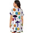 thumbnail image 3 of Smiley Mushroom Women'S Nightgown Sleepwear Short Sleeves Nightshirt Loose Comfy Pajama 3x-Large, 3 of 8