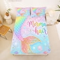 thumbnail image 5 of jejeloiu Rainbow Mermaid Tail Bed Sheets For Girls,Sparkling Print Shell Starfish Full Size Sheets,Pink Blue,4 Pieces,1 Flat Sheet, 1 Fitted Sheet and 2 Pillowcases, 5 of 6