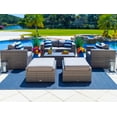 thumbnail image 6 of Sorrento 6-Piece M Resin Wicker Outdoor Patio Furniture Lounge Sofa Set in Gray w/ Loveseat, Two Armchairs, Two Ottomans, and Coffee Table (Flat-Weave Gray Wicker, Polyester Light Gray), 6 of 8