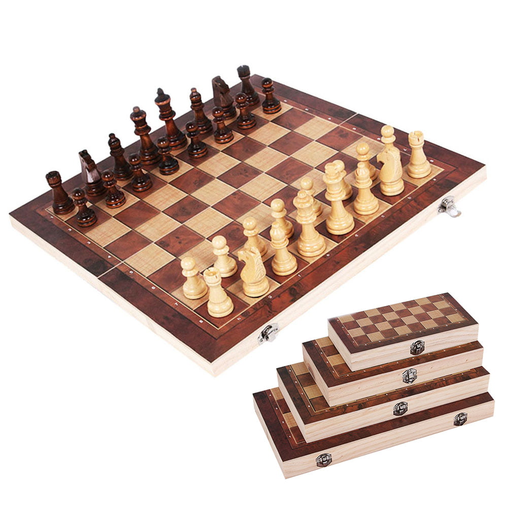 Details about   3 In 1 Magnetic Chess Travel Set w/Wood Board Folding Chessboard Game Toys 