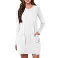 thumbnail image 1 of Robe Grande Taille pour Femmes 2025 Automne Été Tendance Décontractée Ample à Manches Longues à Col Rond Longueur Genou avec Poches, 1 of 5