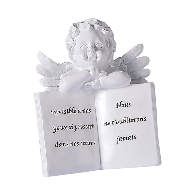 Estatuilla de ángel, bonita artesanía decorativa conmemorativa con alas, libro de colección de hadas, escultura de resina blanca para Patio, oficina, , 15,5x10,2x19,8 cm 155x102x198 cm Baoblaze Estatua de ángel