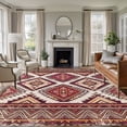 thumbnail image 2 of Red Orange Boho Washable Rug 5x7 Area Rugs for Living Room, Geometric Tribal Southwestern Large Bedroom Rug Soft Non-Slip Low Pile Floor Carpet for Dining Room Kitchen Office Laundry Nursery, 2 of 9