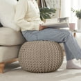 thumbnail image 4 of Ornavo Home Pouf Ottoman Foot Rest - 100% Cotton Pouffe - Hand Knitted Cable Braid Cord - Boho Round Stuffed Ottoman for Living Room, Bedroom, 4 of 6