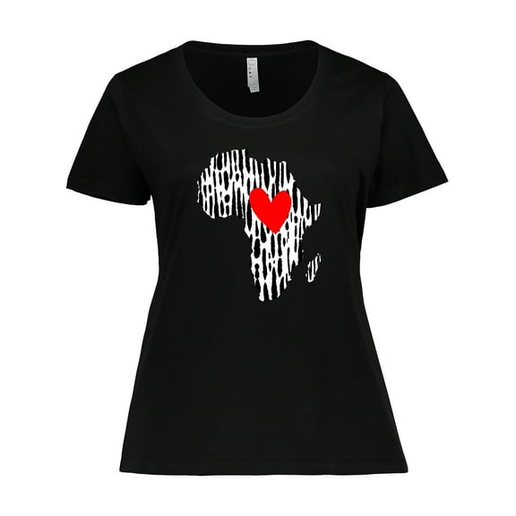 Inktastic Black History Month Ink Print African Heart Women's Plus Size T-Shirt