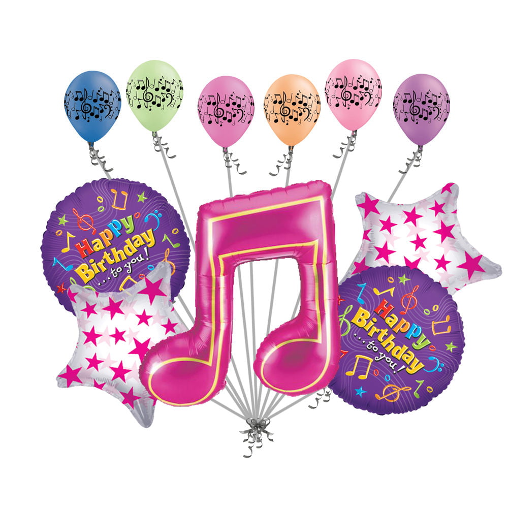 9 Music Birthday Decorations,including Number Balloon,Music Note Balloons,Happy Birthday Banner Balloons 