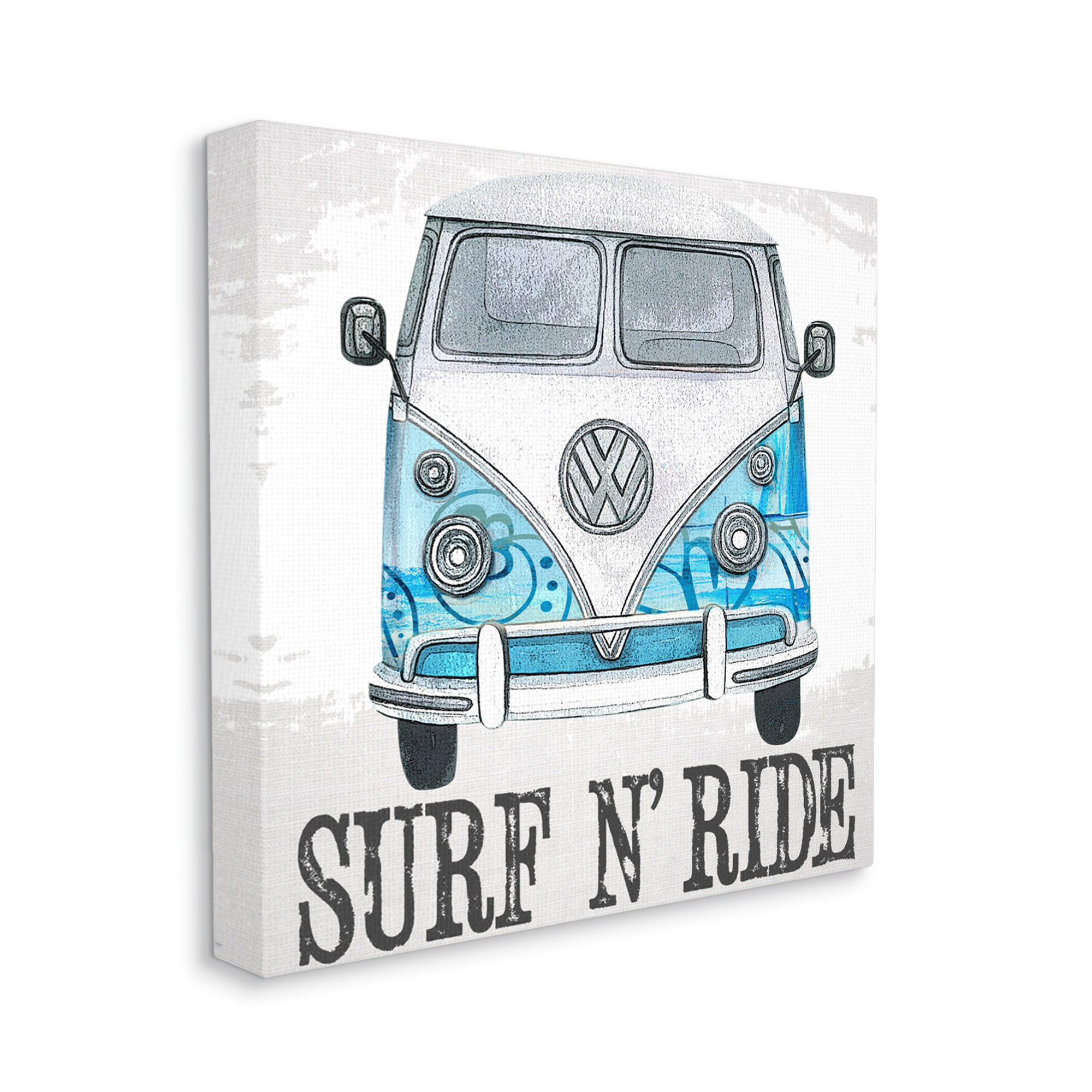 Stupell Surf N Ride Blue Retro Summer Bus Landscape Painting Gallery Wrapped Canvas Print Wall Art