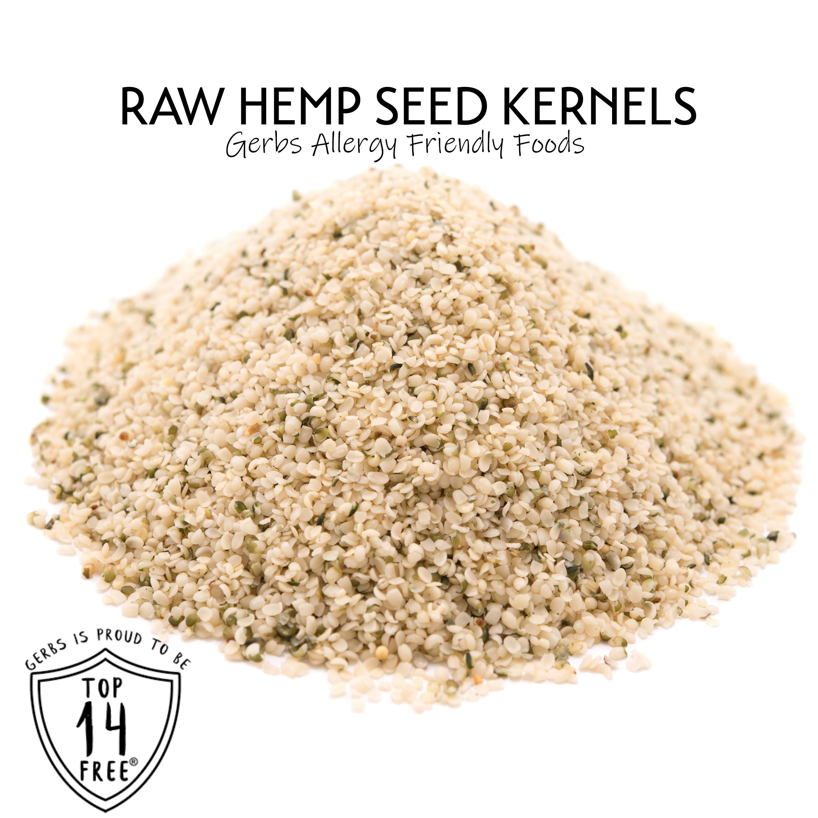 Raw Hemp Seed Kernels (Hearts) by Gerbs - 2 LBS - Top 14 Food Allergy Free & NON GMO