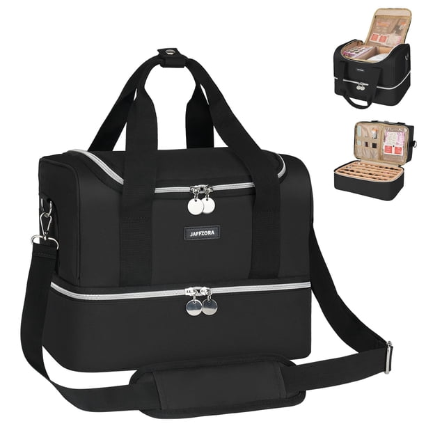 Funda organizadora de esmaltes de uñas Jaffzora con capacidad para 40 botellas, color negro