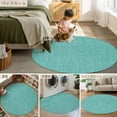 thumbnail image 6 of Teal 6ft Round Rug, Farmhouse Burlap Solid Green Color Modern Linen Texture Non-Skid Rubber Backing Large Area Rugs - Living Room Bedroom Home Office, Indoor Floor Mat Carpets Washable Rug, 6 of 9
