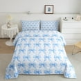 thumbnail image 2 of Erosebridal Cartoon Bow Comforter Sets Queen Size,Blue Lightblue Bedding Queen Comforter Set,Geometric Plaid Bedding Sets Queen with Comforter,Ultra Soft Cute Bedroom Decoration,Reversible,3 Pieces, 2 of 8