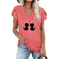 thumbnail image 1 of LOVZFMLL Hauts d'Été pour Femmes Mode T-shirt Décontracté à Manches Courtes Col en V Imprimé Blouse, 1 of 4