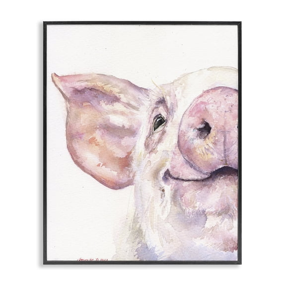 Stupell Industries Rustic Lodge Pig Head Animal Watercolor Black Framed Giclee Art, 11 x 14, by George Dyachenko