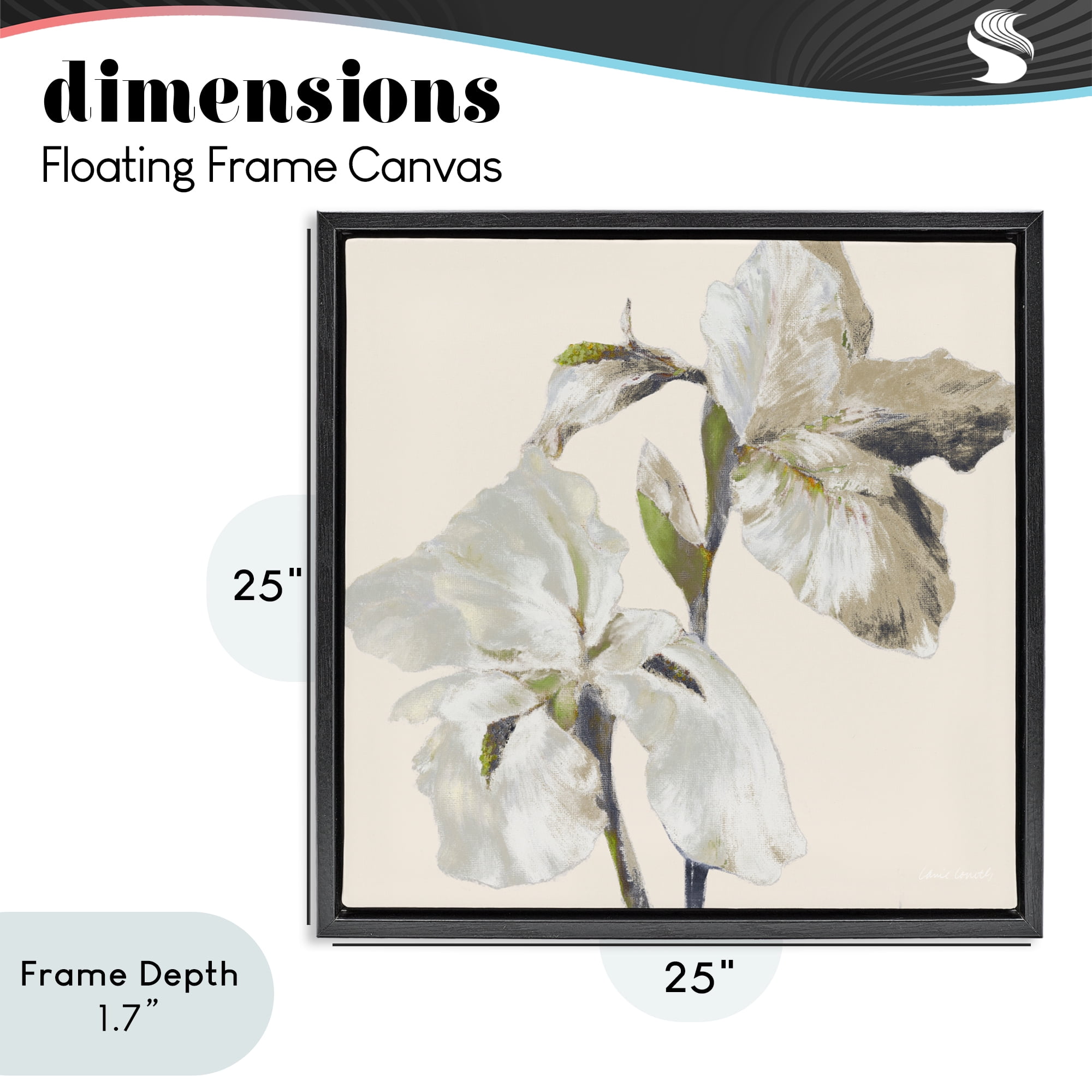 Stupell Industries Irises Soft Beige Black Framed Floater Canvas Wall Art, design by Lanie Loreth
