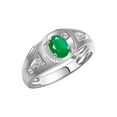 thumbnail image 6 of RYLOS Men's Rings 14K White Gold Rings Classic Designer Style 8X6MM Oval Gemstone &  Sparkling Diamond Ring Emerald May Birthstone Rings For Men Size 8, 6 of 7