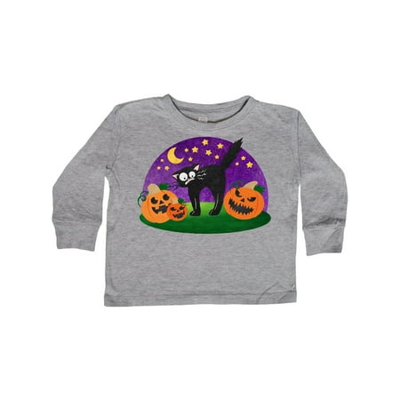 

Inktastic Halloween Pumpkins and Scared Black Cat Gift Toddler Boy or Toddler Girl Long Sleeve T-Shirt