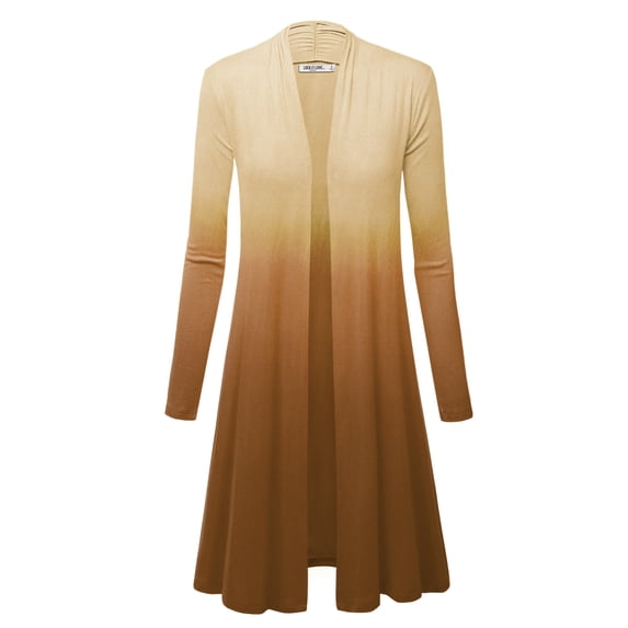 MBJ WSK1079 Womens Ombre Open Front Long Cardigan XXXL BROWN