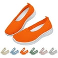 thumbnail image 2 of XIMIN Women's Woven Orthopedic Breathable Comfortable Walking Sneakers with Arch Support Wide Fit Slip on Tenis Comfy Work Slip Ins Loafers Soft Foam Footwear (9, Orange), 2 of 8