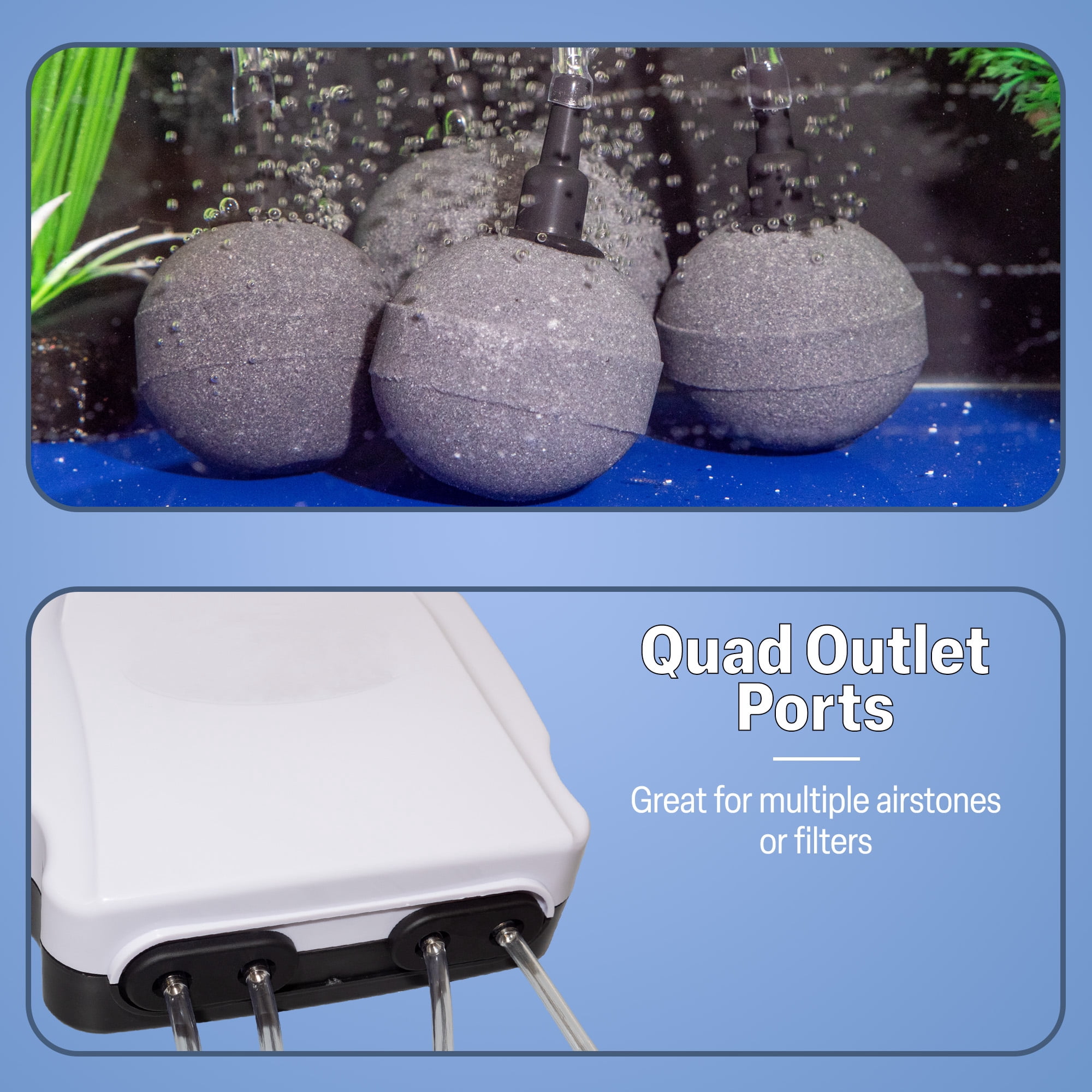 Quiet Air Pump Output 4X95 GPH 4-Outlet Oxygen Aerator Pump for 90-400 Gallons Fish Tank, Oxygen Adjustment