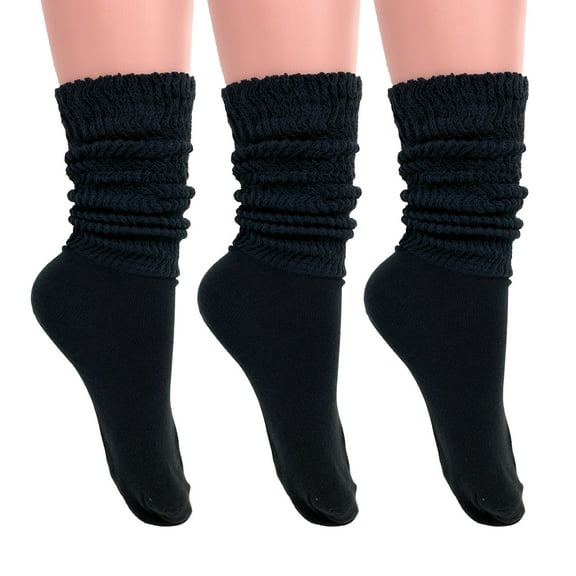 Lightweight Slouch Socks for Women Extra Thin Black Cotton Socks 3 Pairs Size 9-11