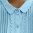 thumbnail image 4 of Pounoo Blouses for Women Dressy Casual Long Sleeve Collared Pleated Cutout Trim Button Front Blouses Relaxed Fit Office Casual Outfits Gift, 4 of 6