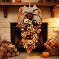 thumbnail image 7 of WWC Fall Teardrop Wreath, Artificial Maple Leaf Bow Door Hanging with Pumpkins and Berries, Autumn Thanksgiving Decor for Front Door and Wall, 7 of 7