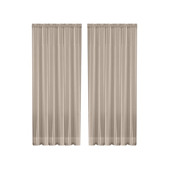 Curtains 84 Inches Long for 2 Panels Set, Solid Light Filtering Voile Sheer Curtains for Living Room Bedroom, Modern Rod Pocket Curtain (Khaki)