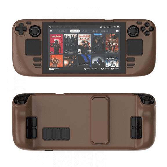 Colorful Protective Case for Steam Deck & OLED, Comfortable Feel, PC Material Protective Case with Stand, Game Console Accessories-Brown