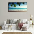 thumbnail image 3 of HFDF Large Wall Art Ocean Waves Canvas Pictures Coconut Trees Sands Beach Seascape Landscape Modern Summer Sea Nature Canvas Artwork Contemporary Wall Art for Livg Room Wall Decor 14x11inch Framed, 3 of 6
