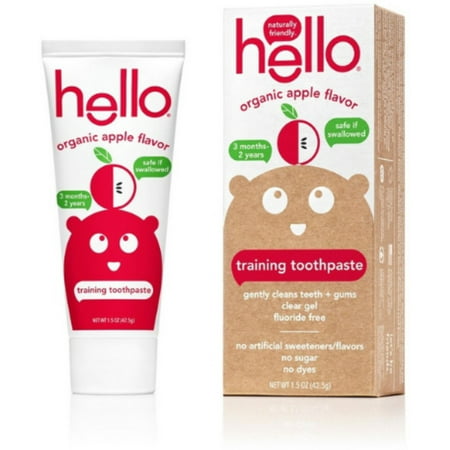 3 Pack - Hello Organic Apple Toddler Training Toothpaste, 1.5