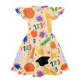 thumbnail image 3 of Grblisyd Little Girls Back to School Dress Cute Print Flutter Dresses Cartoon Pencil School Print Dresses First Day Of School Outfits For Girls, 3 of 4