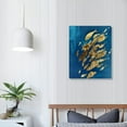 thumbnail image 4 of WERPE Blue and Gold Abstract Pinting Canvas Wall Art, Colorful Textured in The Blue Ocean Picture Prints Wall Decor, Wrapped Canvas Art Deco, 4 of 5