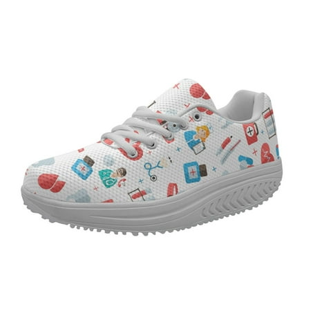 

New Fashion Hospital Doctor Nurse Footwear Brand Design Medical Shoes Cartoon Print Lace Up Sneakers Women s Zapatillas de Mujer