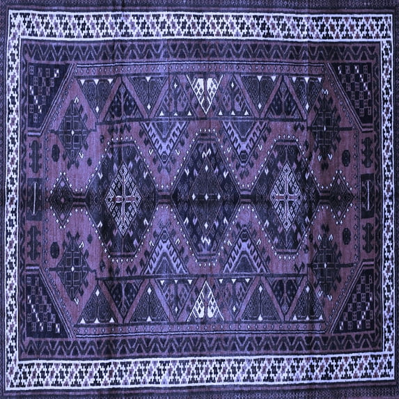 Ahgly Company Machine Washable Indoor Square Persian Blue Traditional Area Rugs, 8' Square