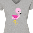 thumbnail image 4 of Inktastic Cute Flamingo, Baby Flamingo, Pink Flamingo, Bird Women's V-Neck T-Shirt, 4 of 5