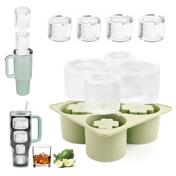 Bandeja para cubitos de hielo para vasos Stanley, moldes de silicona para cubitos de hielo para vasos Stanley de 20, 30 y 40 oz, bandejas para cubitos de hielo con tapas para enfriar cócteles,