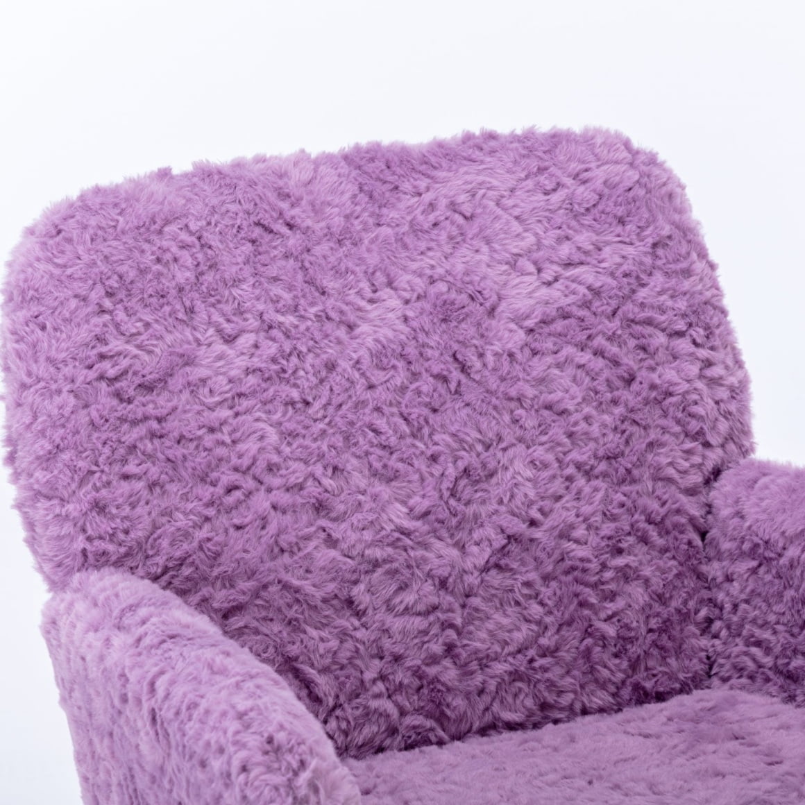 Swivel Vanity Chair, Desk Chair with Plush Fabric and Gold Metal Base, Mid Back Office Chair for Makeup Room Living Room Bedroom, Violet