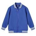 thumbnail image 2 of LittleSpring Kids Varsity Jacket Zip Up Boys Girls Bomber Jackets Outerwear Casual Classic Baseball Jacket Blue Size 6, 2 of 6