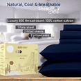 thumbnail image 3 of Egylin 800 TC 100% Egyptian Cotton 5 Pieces Split Sheets Sets for Adjustable beds Sheet Fits Upto 21" Deep Pocket , 1 Flat Sheet 2 Fitted Sheet and 2 Pillowcase ( Navy Blue , California King ), 3 of 5