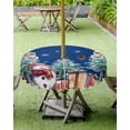 thumbnail image 4 of Fsddascl Blue Christmas Outdoor Tablecloth - 54 Inch Round Dining Table Cover, Xmas Snowman Tree Snowflake Waterproof Outdoor Table Cloth with Umbrella Hole & Zipper for Picnic/Patio/Party, 4 of 7