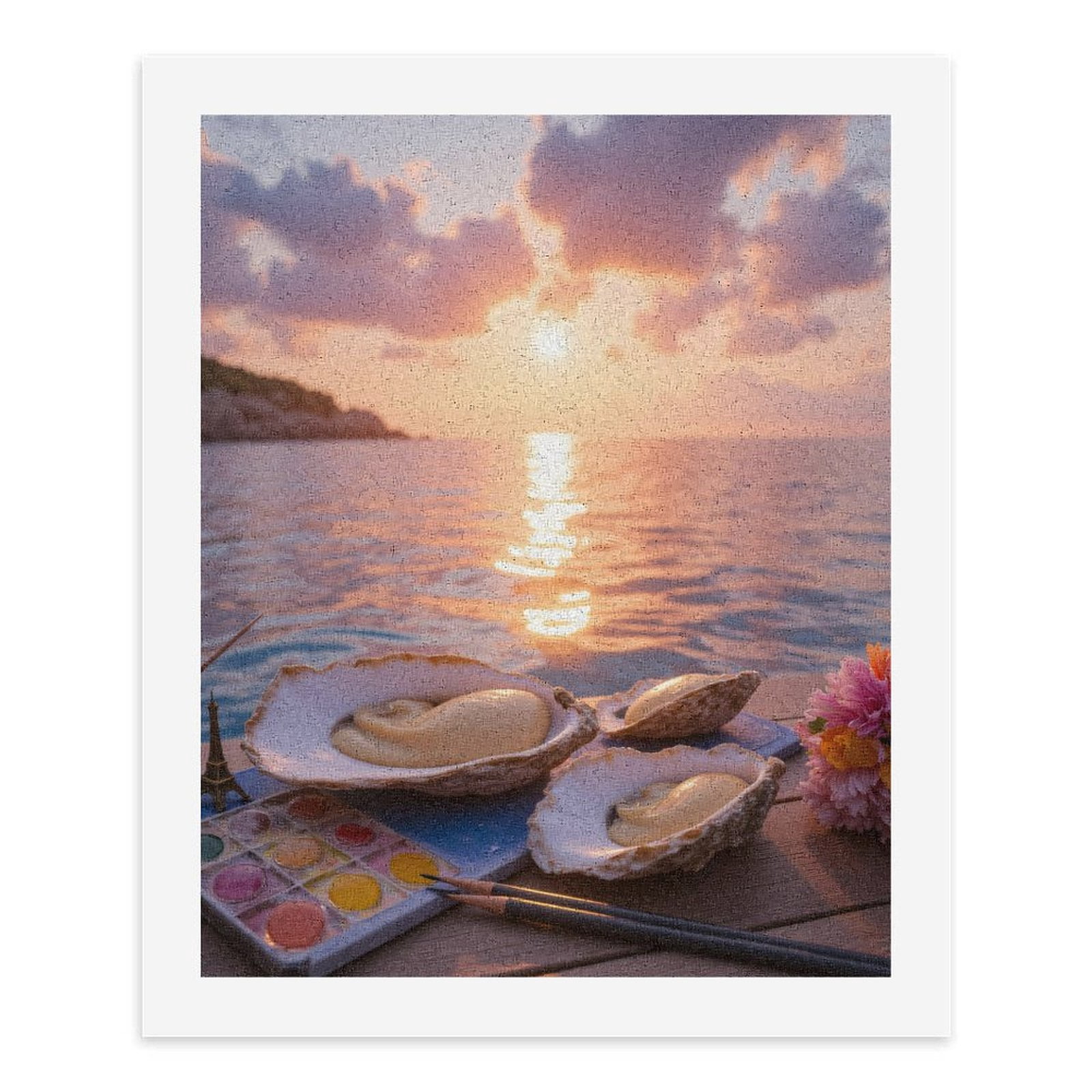 Paint By Numbers Kit for Adults Beginner - Sunset Ocean Art Palette Pearl DIY Canvas Painting Kits for Adults, Frameless Paint By Number for Adults for Home Wall Decor 16x20 Inch